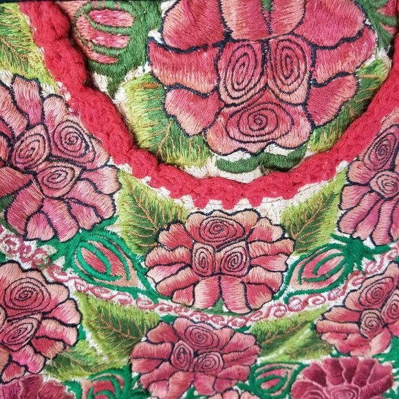 Guatemala Handmade Red Rose Floral Embroidered Purse Tote Shoulder‎ Bag《369》 - Picture 3 of 10
